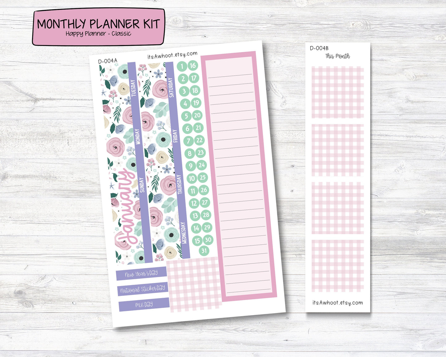 MONTHLY Kit Planner Stickers - JANUARY "Feelin' Cozy" - Happy Planner CLASSIC (D004)
