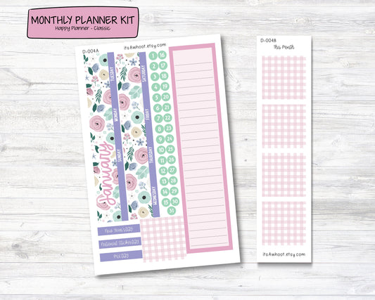 MONTHLY Kit Planner Stickers - JANUARY "Feelin' Cozy" - Happy Planner CLASSIC (D004)