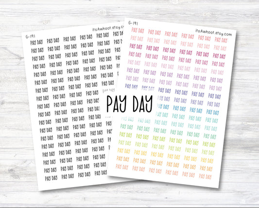 PAY DAY Script Planner Stickers (G191)