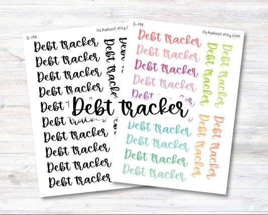 DEBT TRACKER Script Header Stickers, Debt Tracker Planner Stickers (G194)