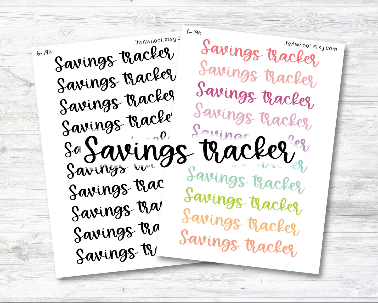 SAVINGS TRACKER Script Header Stickers, Savings Tracker Planner Stickers (G196)