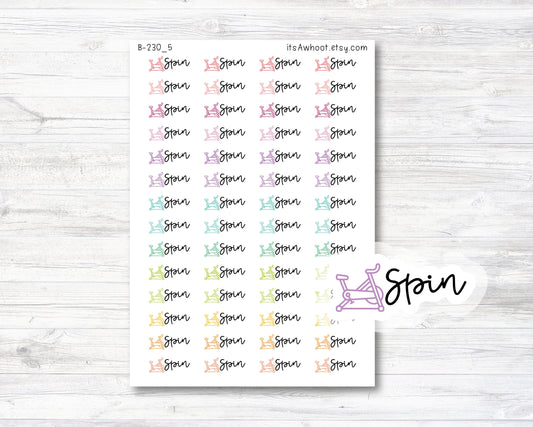 Spin Script Stickers, Spin Planner Stickers, Spin with Icon Stickers (B230_5)