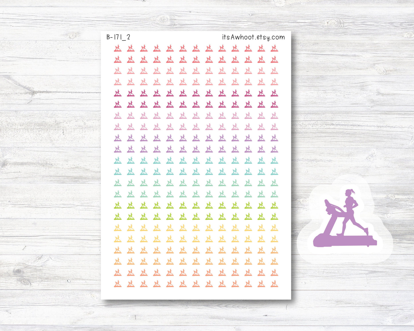 Treadmill Planner Stickers - Treadmill Girl Icon - Mini .25" Tall - SMALL DECO SHEET (B171_2)