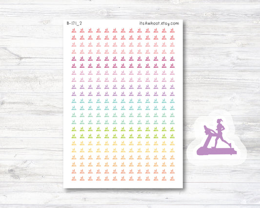 Treadmill Planner Stickers - Treadmill Girl Icon - Mini .25" Tall - SMALL DECO SHEET (B171_2)