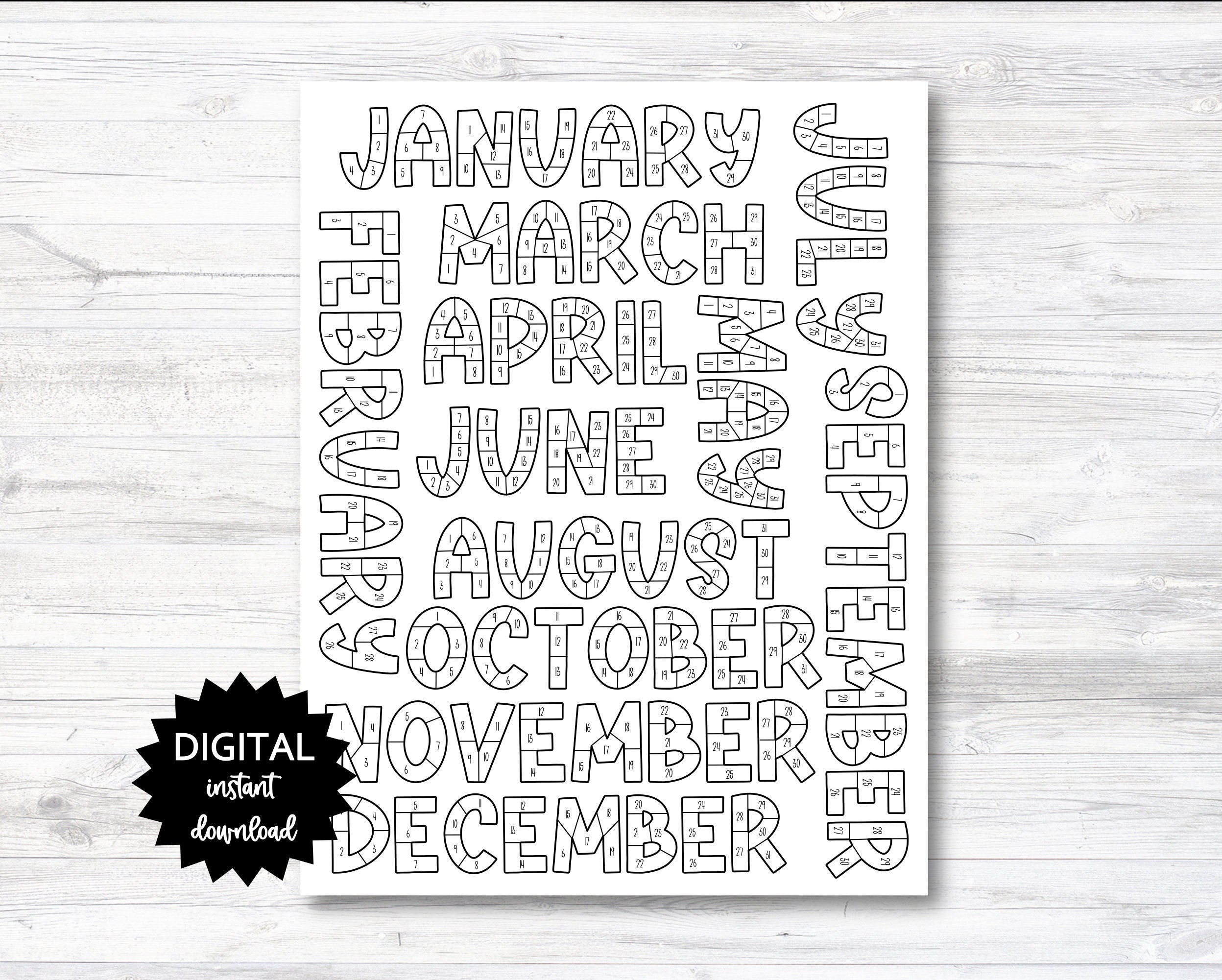 Habit Tracker Coloring Sheet Printable, Month Habit Tracker Coloring S ...