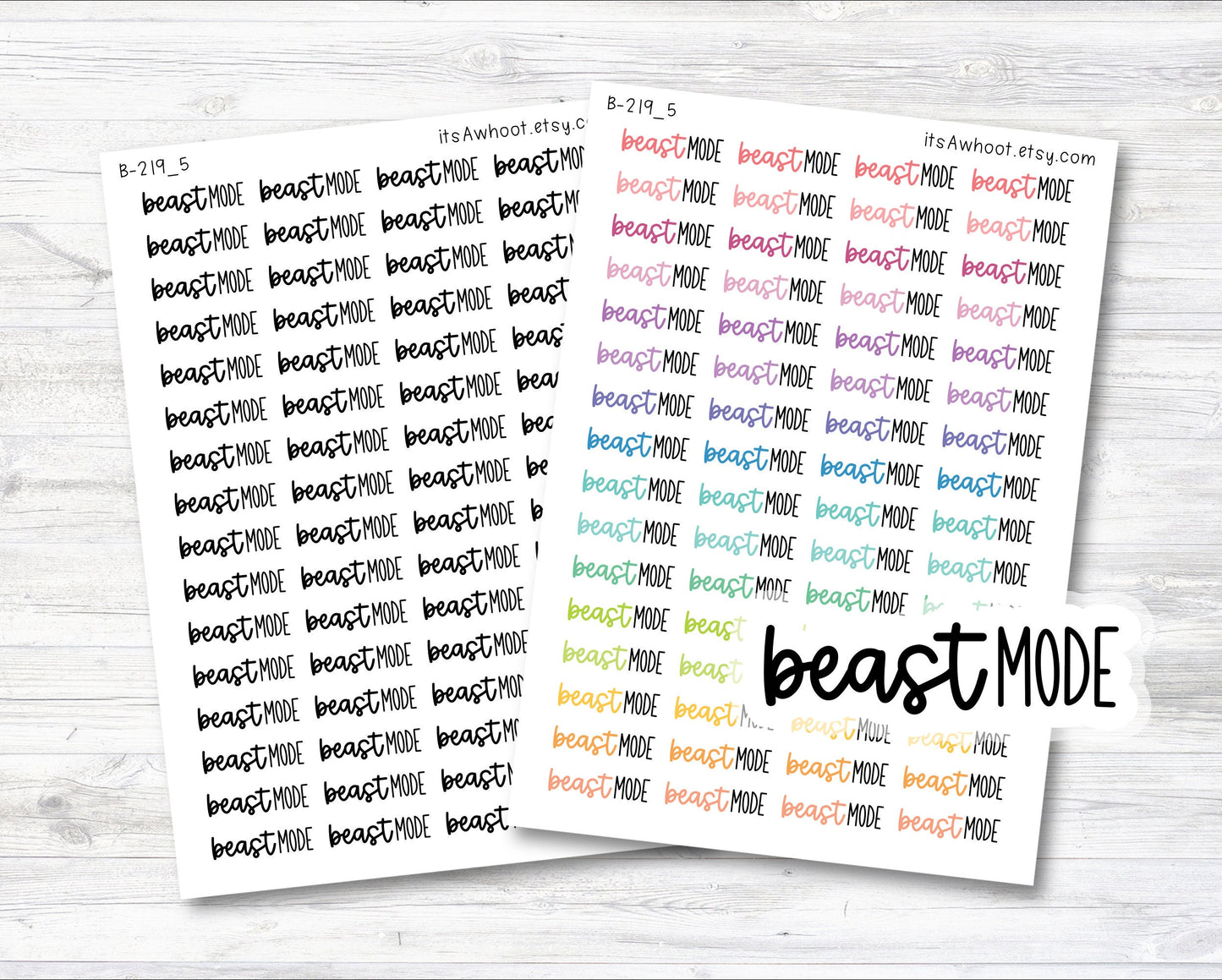 Beast Mode Planner Sticker, Beast Mode Mixed Script Sticker (B219_5)