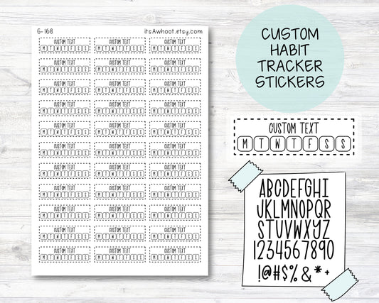 Personalized Habit Tracker Box Label Planner Stickers with Your Custom Text - 1.5" x .5" (G168)