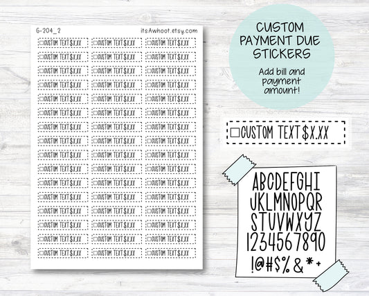 Personalized Expense Tracking Box Label Planner Stickers with Your Custom Text - 1.5" x .35" (G204_2)