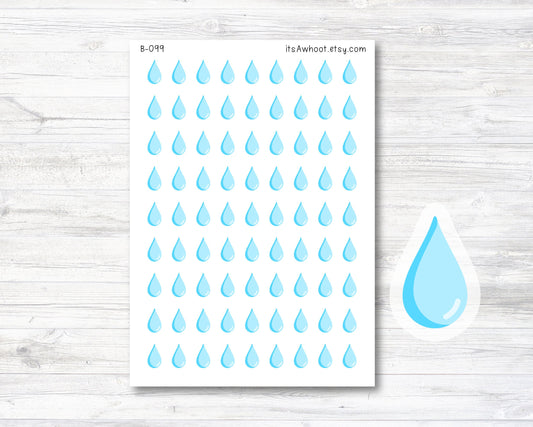 Water Droplet Stickers, Water Tracking Planner Stickers (B099)