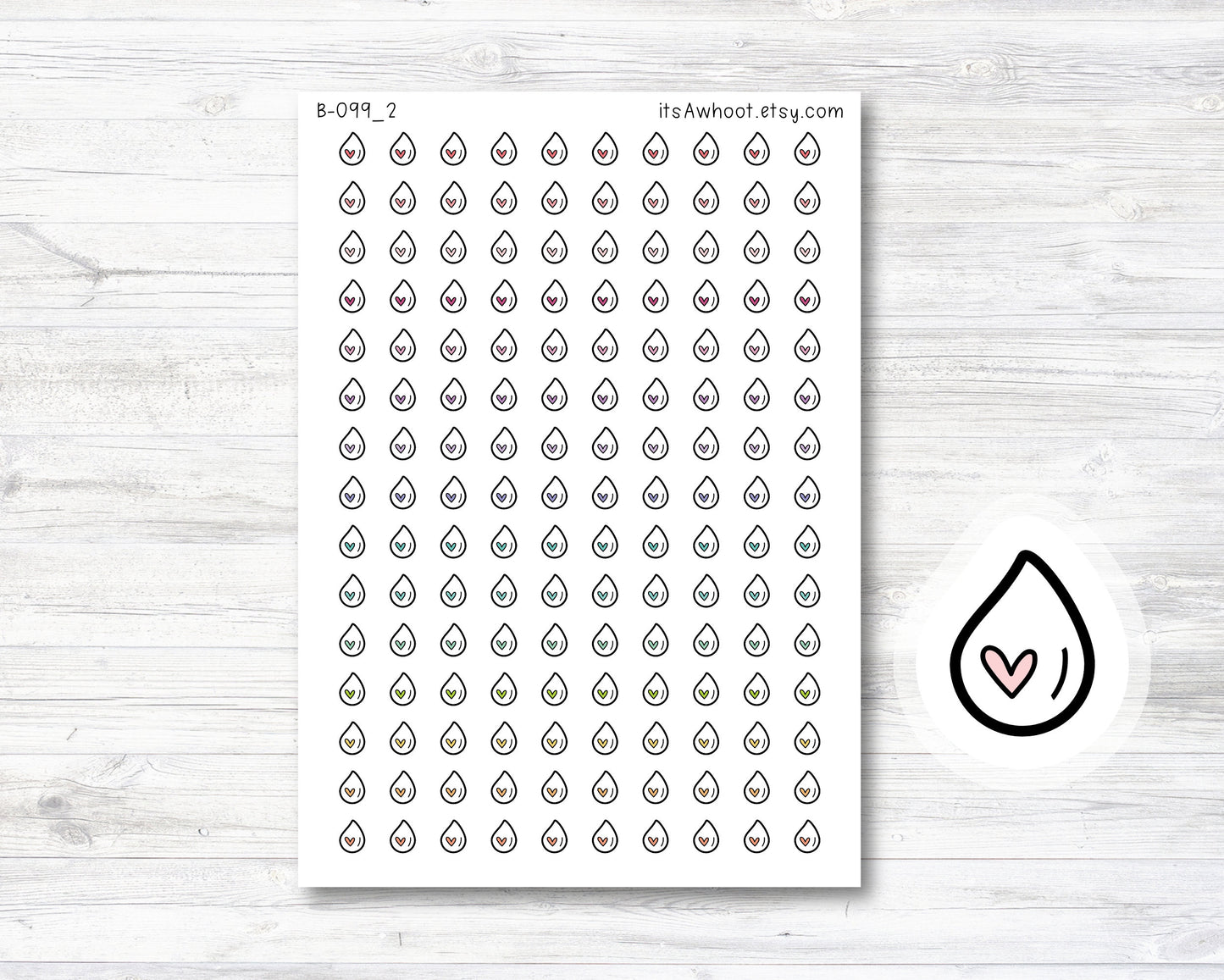 Water Droplet Stickers, Water Tracking Planner Stickers, Doodle Water Drop Sticker (B099_2)