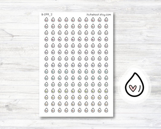 Water Droplet Stickers, Water Tracking Planner Stickers, Doodle Water Drop Sticker (B099_2)