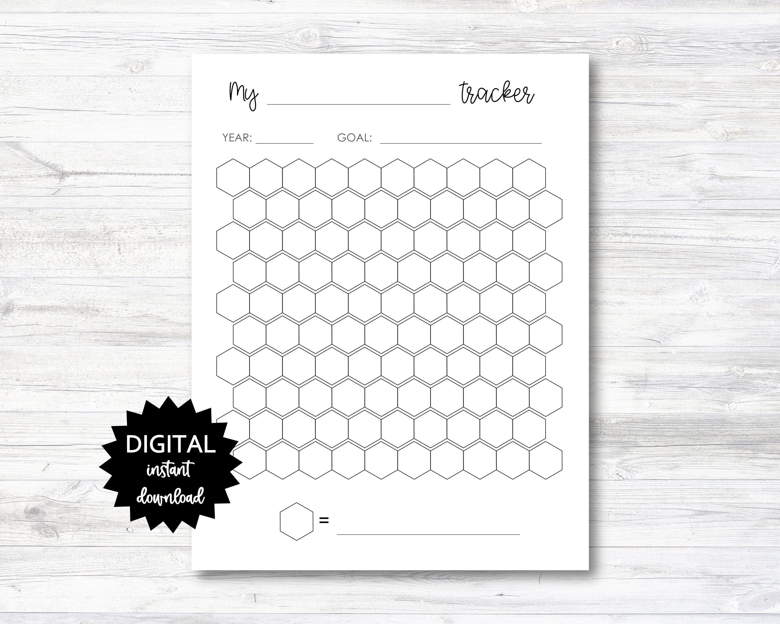 Hexagon Habit Tracker Printable, Habit Tracker, 100 Days To Habit Digi ...