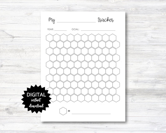 Hexagon Habit Tracker Printable, Habit Tracker, 100 Days To Habit Digital Download Planner Page - PRINTABLE (N039)