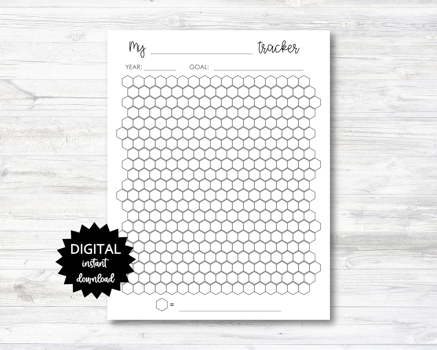 Year Hexagon Habit Tracker Printable, Year Habit Tracker, 365 Days To Habit Digital Download Planner Page - PRINTABLE (N040)