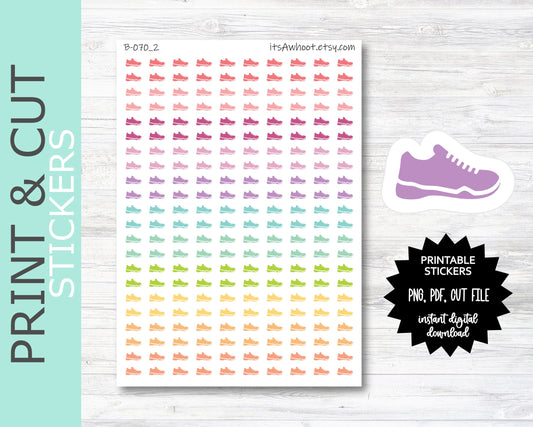 Sneaker/Tennis Shoes/Walking/Running PRINT & CUT Planner Stickers - Mini .25" Tall (B070_2PC)