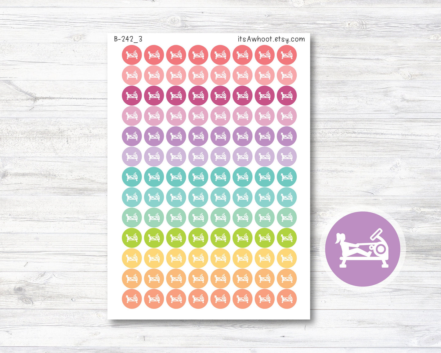 Rowing Machine Planner Stickers, Indoor Rowing Stickers, Rowing Icon Stickers - CIRCLE (B242_3)