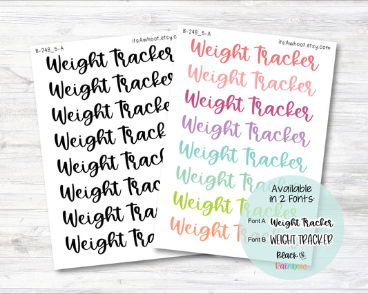 WEIGHT TRACKER Script Stickers, Weight Tracker Header Planner Stickers - Large (B248_5)