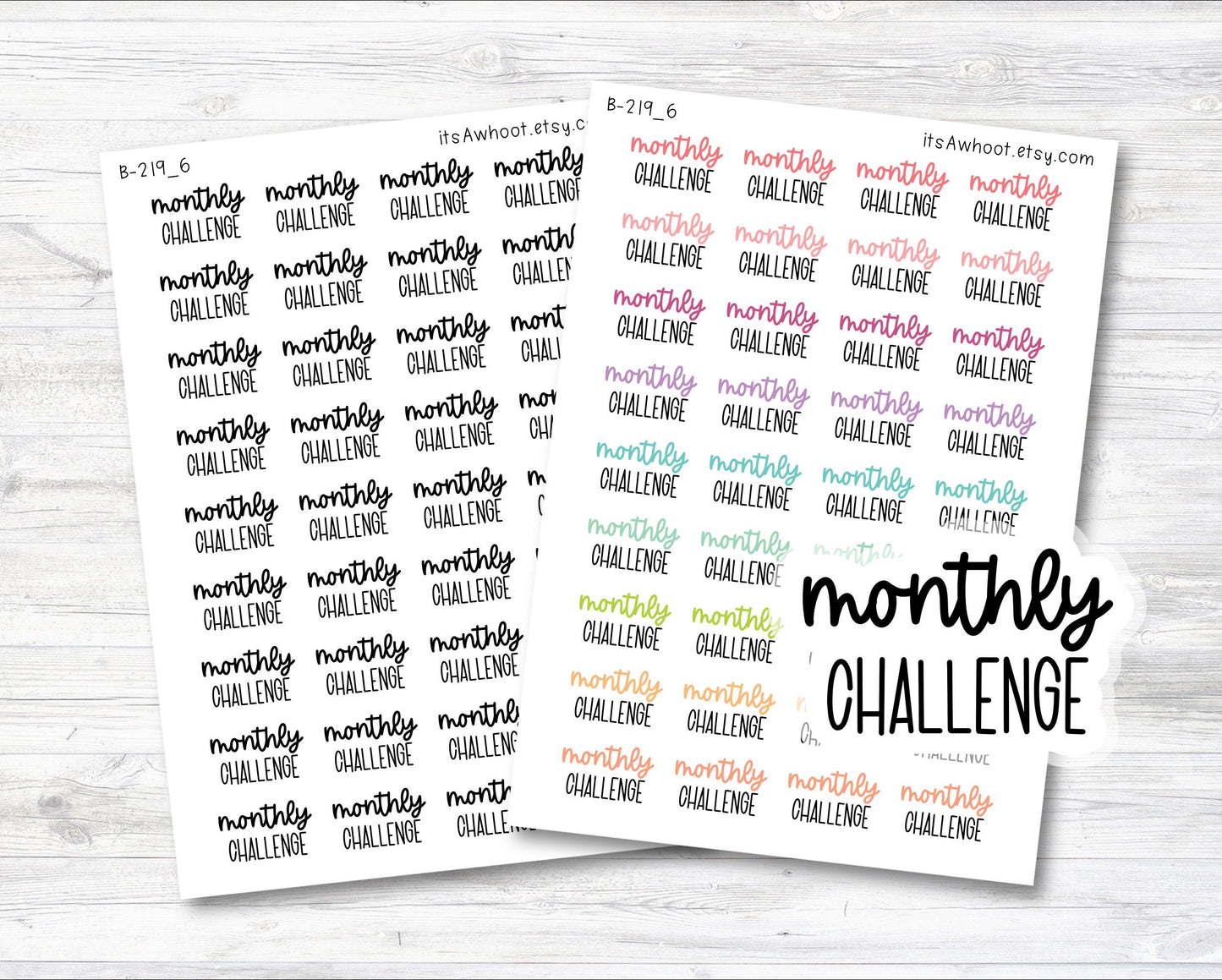 Monthly Challenge Planner Sticker, Monthly Challenge Mixed Script Sticker (B219_6)