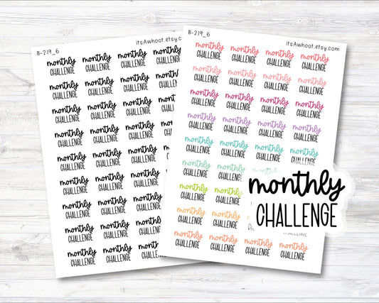 Monthly Challenge Planner Sticker, Monthly Challenge Mixed Script Sticker (B219_6)