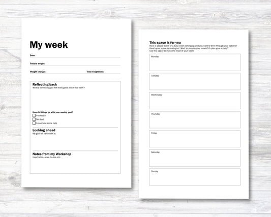 Weight Loss Planner Pages - Set of 4 (M018)