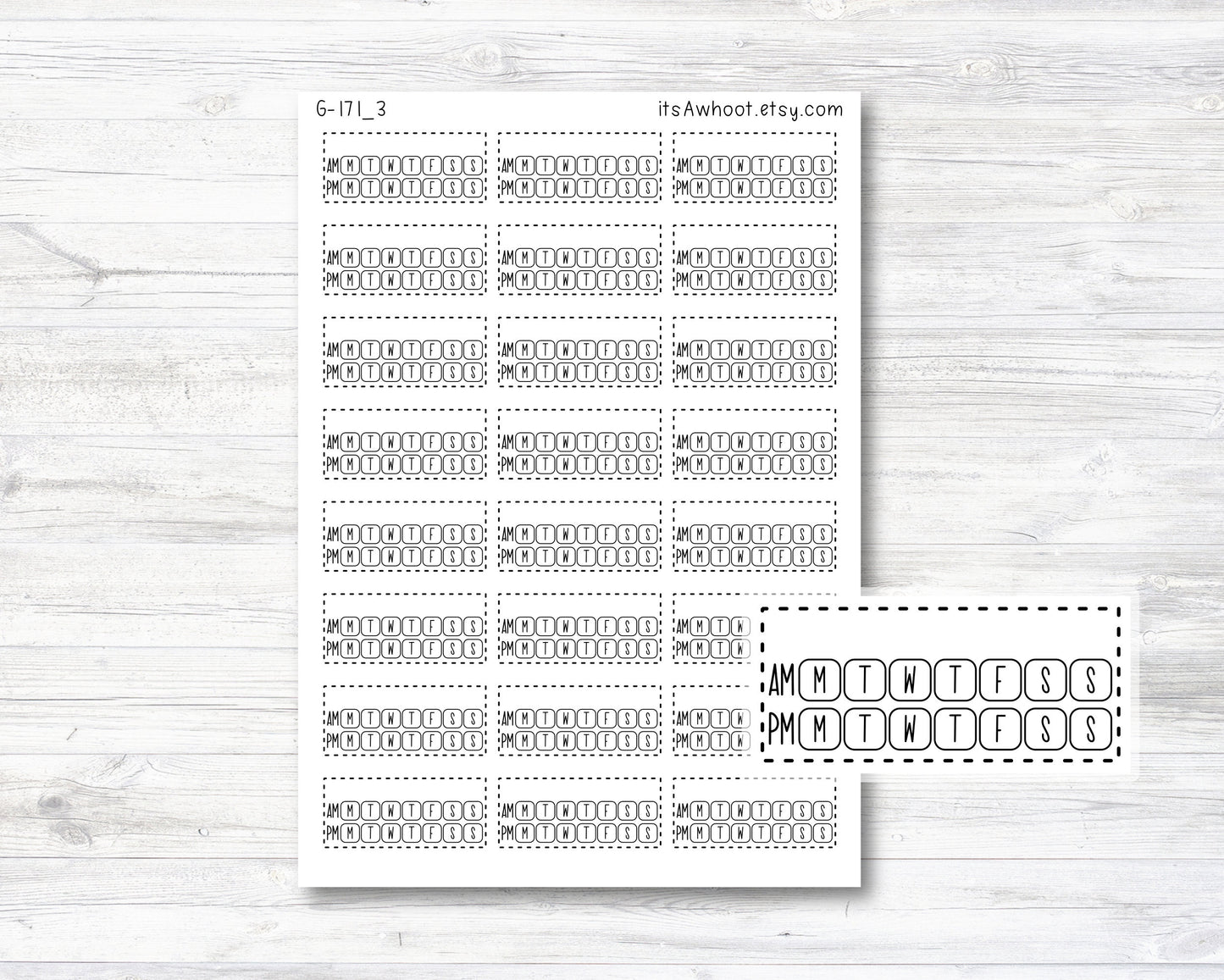 Blank Am/PM Daily Habit Tracker Planner Stickers, Fill in Your Own Habit Daily/Weekly Tracker Stickers (G171_3)