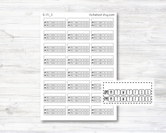 Blank Am/PM Daily Habit Tracker Planner Stickers, Fill in Your Own Habit Daily/Weekly Tracker Stickers (G171_3)