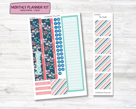MONTHLY Kit Planner Stickers - FEBRUARY "I Found You" - Happy Planner CLASSIC (D005)