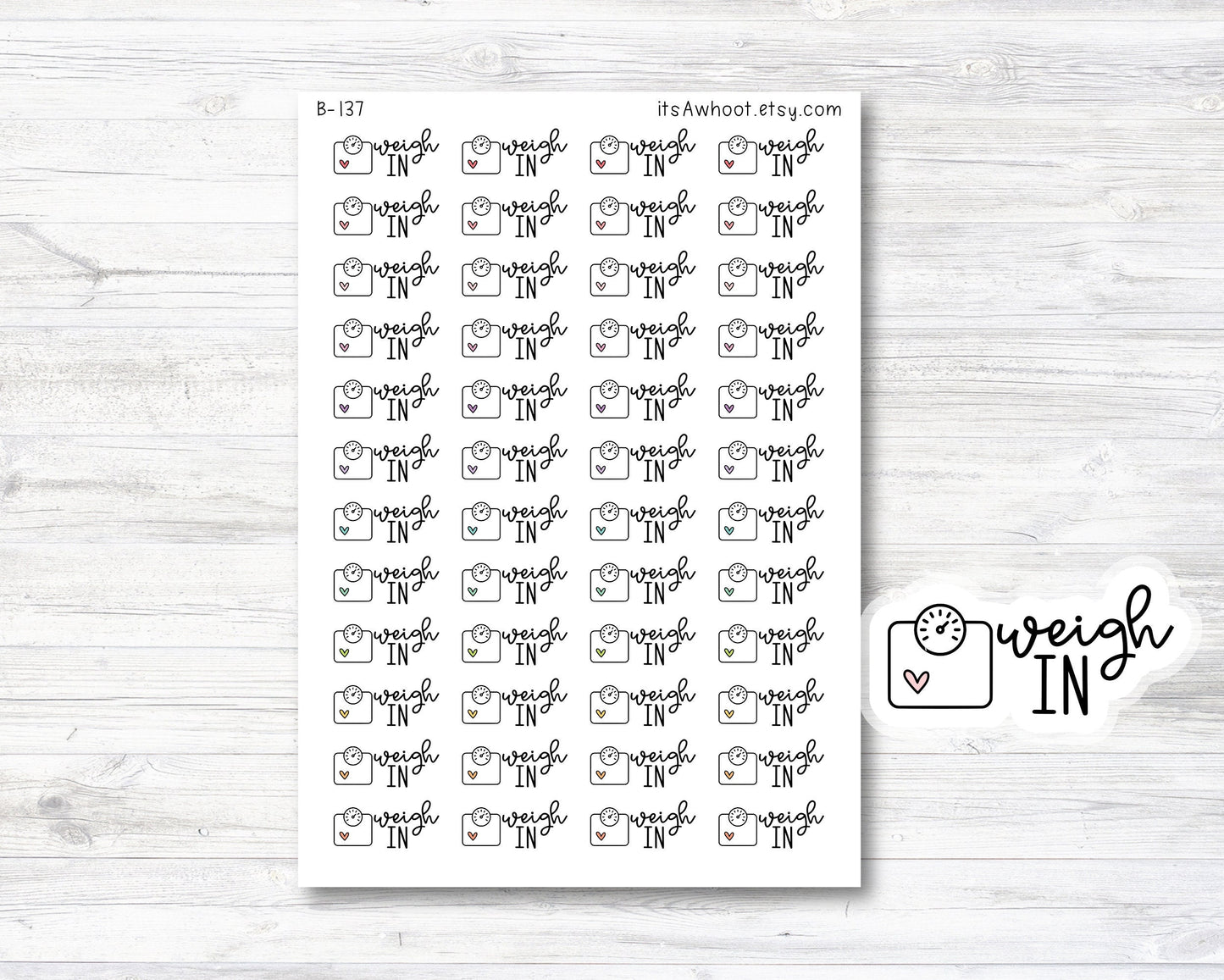 Weigh In Stickers, Weigh In Mixed Script Stickers, Weigh In Planner Stickers (B137)