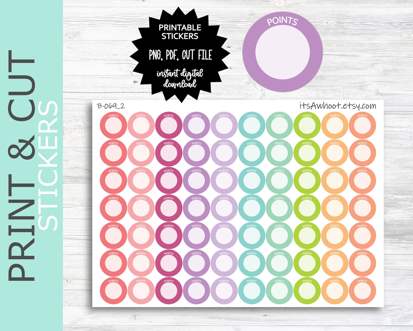 Points PRINT & CUT Planner Stickers (B069PC)