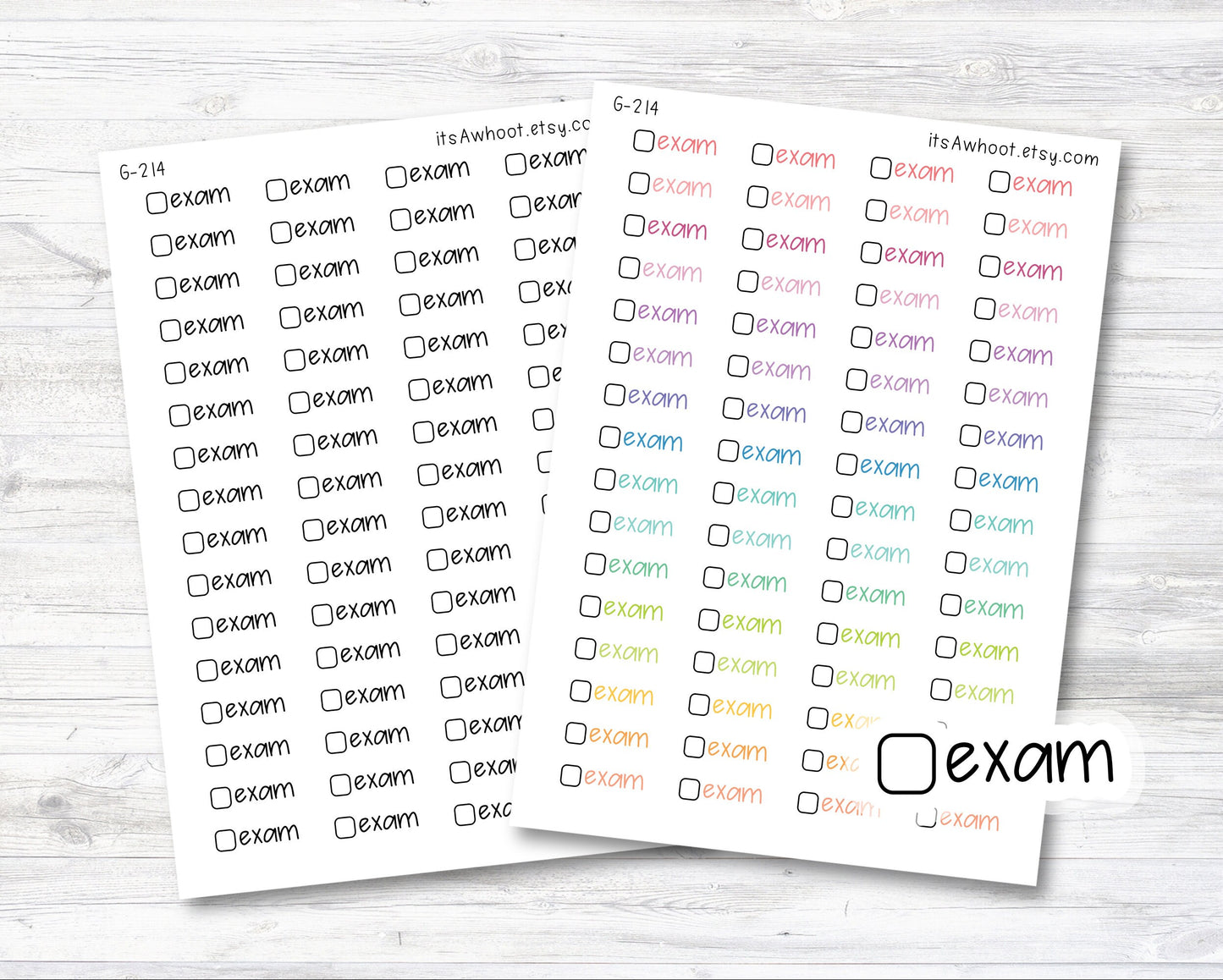 EXAM Script Stickers with Checkbox Planner Stickers (G214)
