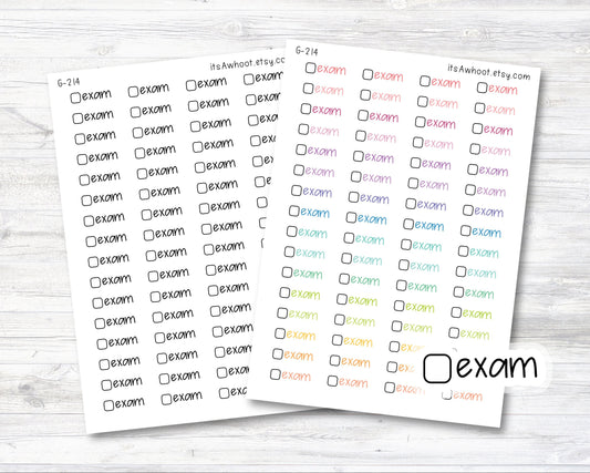 EXAM Script Stickers with Checkbox Planner Stickers (G214)