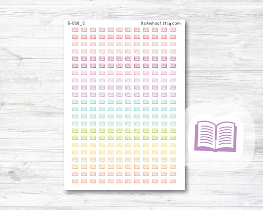 Book / Read Planner Stickers, Book / Read icon Stickers - Mini .25" Tall - SMALL DECO SHEET (G058_2)