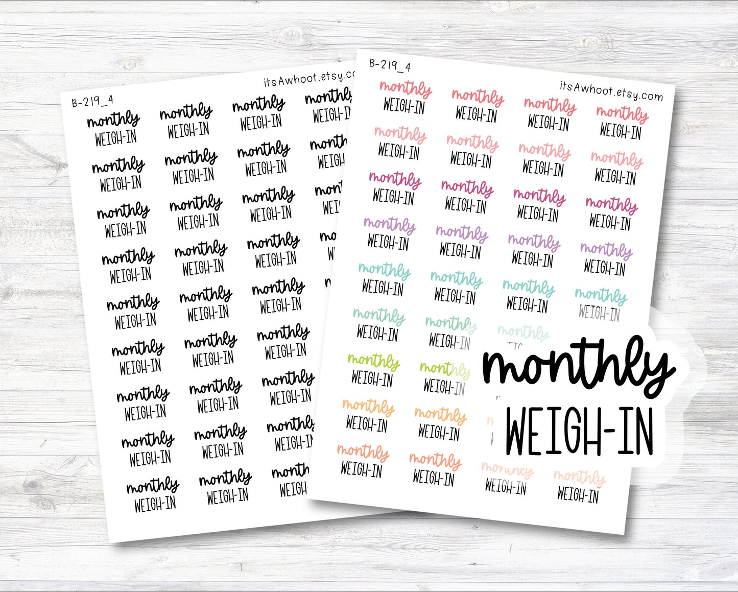 Monthly Weigh-in Planner Sticker, Monthly Weigh in Sticker (B219_4)