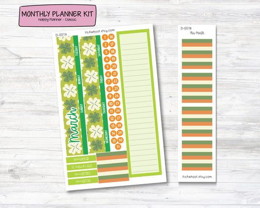 MONTHLY Kit Planner Stickers - MARCH "O'March" - Happy Planner CLASSIC (D007)