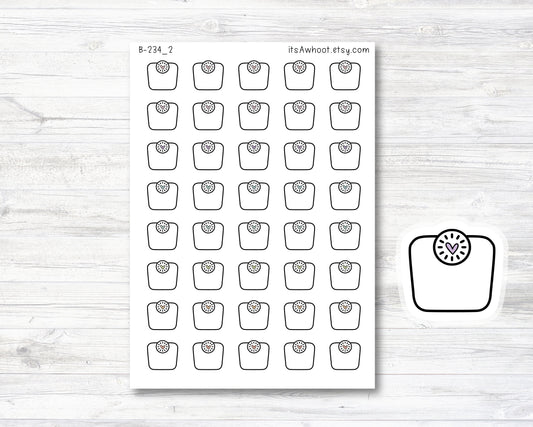 Weight Scale Planner Stickers - Black & White W/ Hearts, Scale Planner Stickers (B234_2)