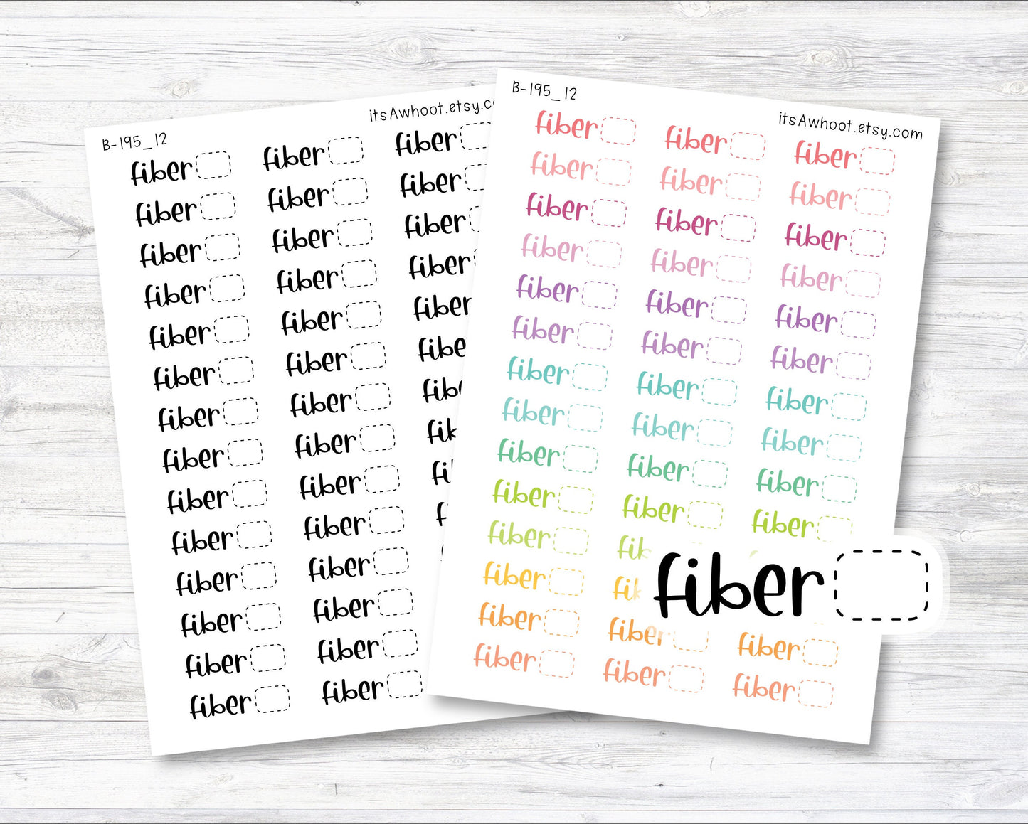 FIBER Stickers, Fiber Script Planner Stickers (B195_12)