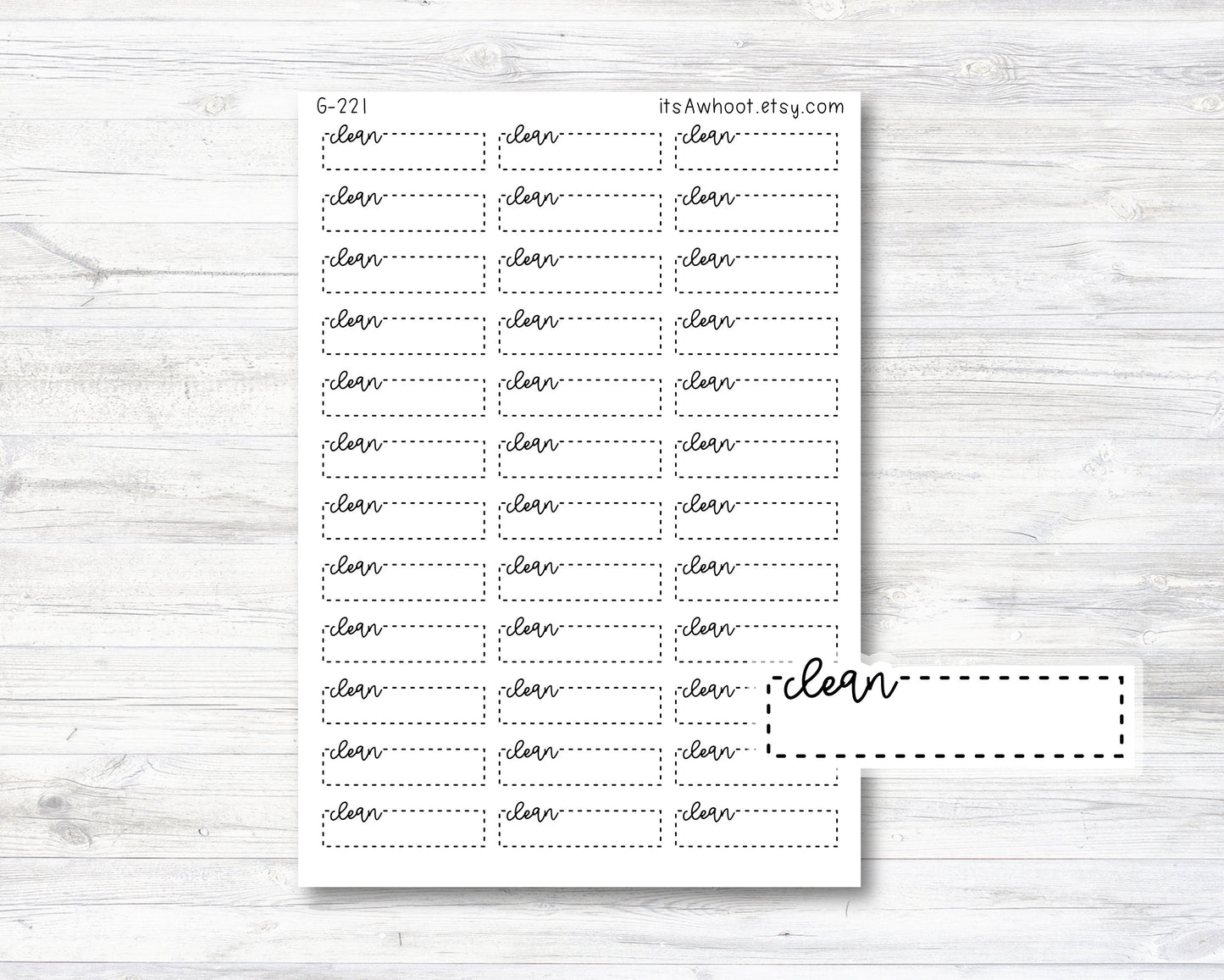 CLEAN Quarter Box Label Planner Stickers (G221)