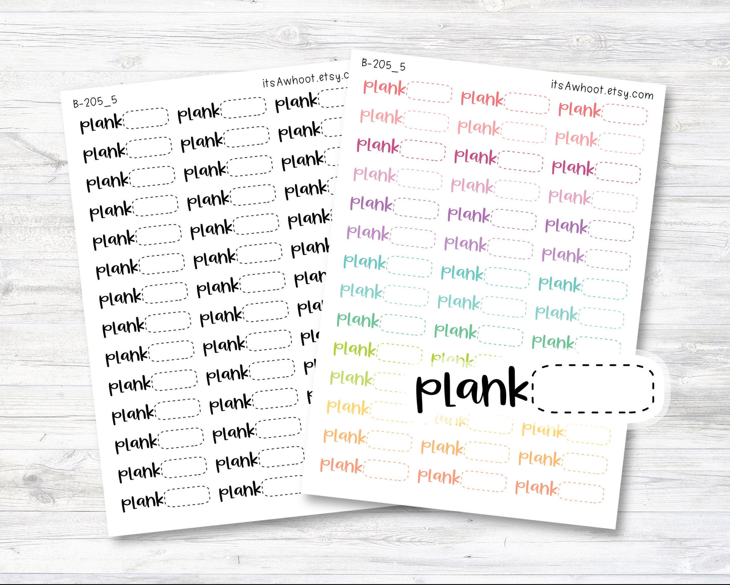 Plank Stickers, Plank Script Planner Stickers (B205_5)