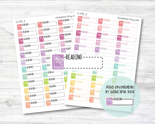 Audio Book Stickers - READING, Quarter Box Label Planner Stickers - Dash or Solid (G228_3)