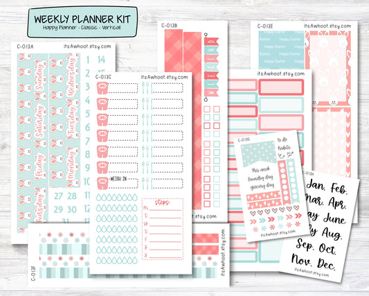 WEEKLY Kit Planner Stickers - "Bunny Hop" - Happy Planner CLASSIC - Vertical (C013)