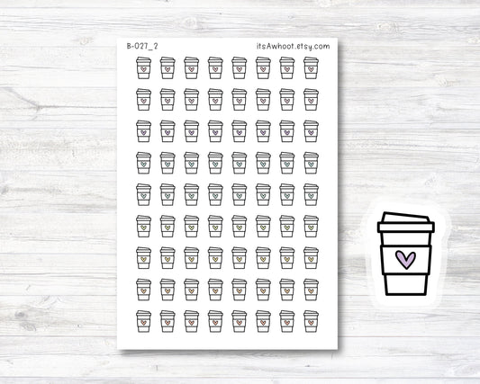 Coffee Stickers, Coffee Icon Planner Stickers - Black & White (B027_2)