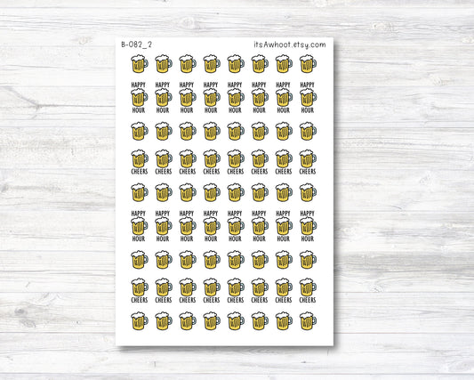 Beer Planner Stickers, Happy Hour Stickers, Cheers Stickers (B082_2)