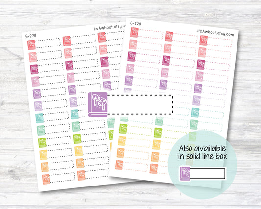 Audio Book Stickers, Quarter Box Label Planner Stickers - Dash or Solid (G228)