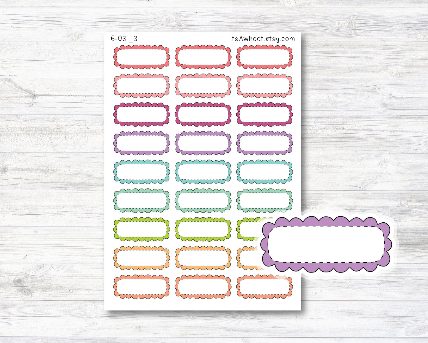 Scallop Label Planner Stickers - Doodle (G031_3)