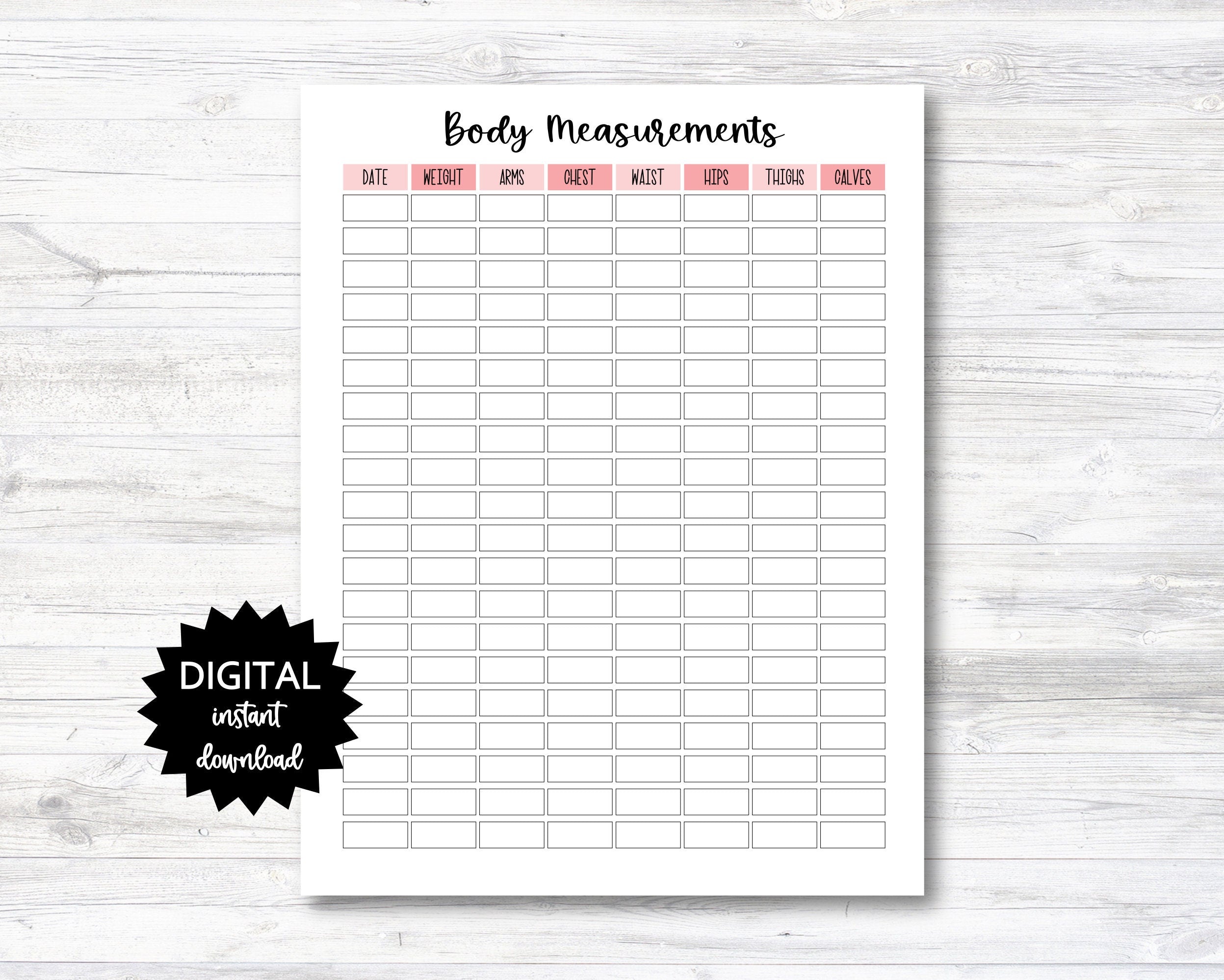 Body Measurements Chart Digital Download, Body Measurements Chart PRIN ... Body Measurements Chart Digital Download, Body Measurements Chart PRIN ...