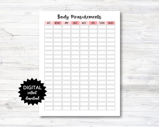 Body Measurements Chart Digital Download, Body Measurements Chart PRINTABLE (N044)