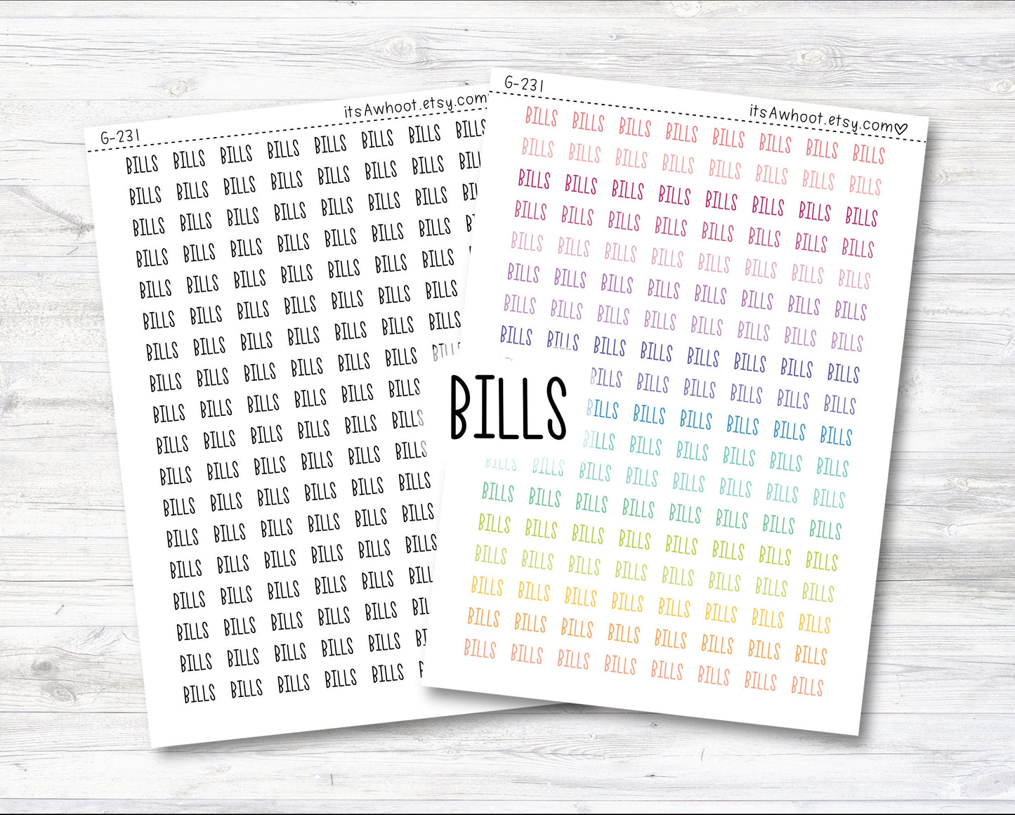 BILLS Script Planner Stickers (G231)