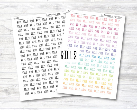 BILLS Script Planner Stickers (G231)