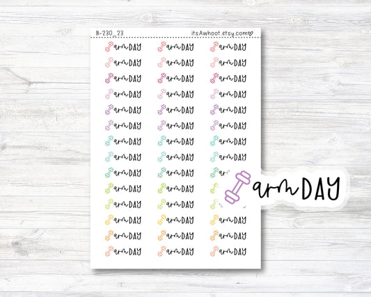 Arm Day Script Stickers, Arm Day Planner Stickers, Arm Day with Dumbbell Icon Stickers (B230_23)