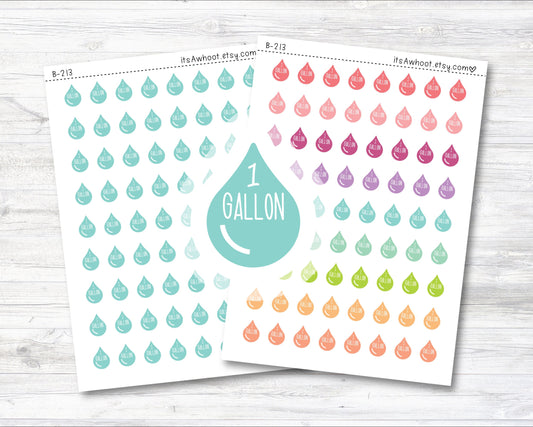 One Gallon Water Stickers, Water Tracker Stickers, Hydrate Planner Stickers, Water Drop Stickers (B213)